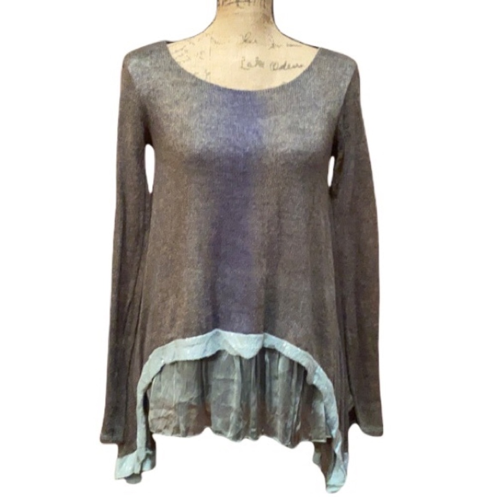 BELLE FRANCE Long Sleeve Ruffle Hem Tunic - Size L